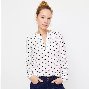 LOFT Heart Split Neck Blouse